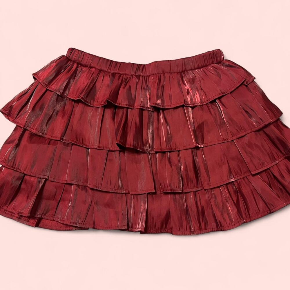Nwt burgundy ruffle mini skirt